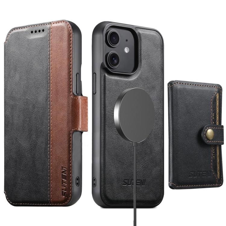 Custodia per telefono in pelle Suteni Q07S1 3 in 1 con portafoglio staccabile e sistema MagSafe., For iPhone 13 Pro Max, For iPhone 13 Pro, For iPhone 13, For iPhone 12, For iPhone 12 Pro Max, For iPhone 12 Pro