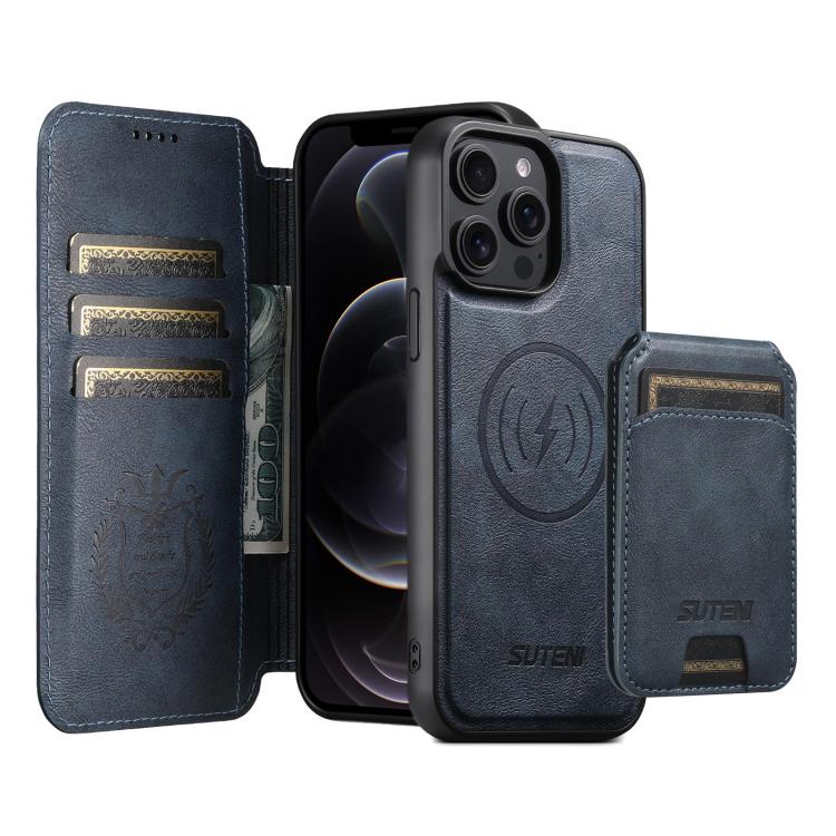 Custodia per telefono in pelle Suteni Q05S2 3 in 1 con portafoglio verticale rimovibile e MagSafe., For iPhone 13 Pro Max, For iPhone 13 Pro, For iPhone 13, For iPhone 12, For iPhone 12 Pro Max, For iPhone 12 Pro