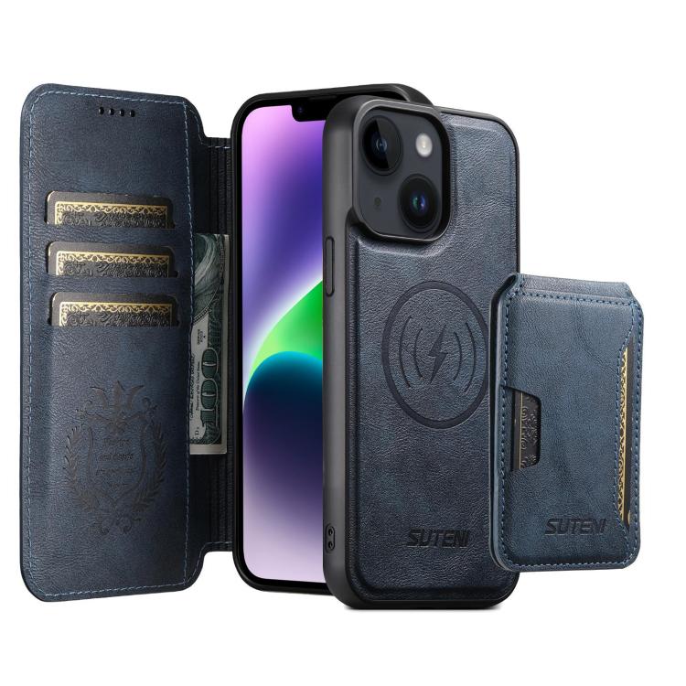 Custodia per telefono in pelle Suteni Q05S3 3 in 1 con portafoglio verticale rimovibile e MagSafe., For iPhone 13 Pro Max, For iPhone 13 Pro, For iPhone 13, For iPhone 12, For iPhone 12 Pro Max, For iPhone 12 Pro