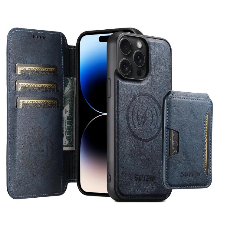 Custodia per telefono in pelle Suteni Q05S3 3 in 1 con portafoglio verticale rimovibile e MagSafe., For iPhone 13 Pro Max, For iPhone 13 Pro, For iPhone 13, For iPhone 12, For iPhone 12 Pro Max, For iPhone 12 Pro
