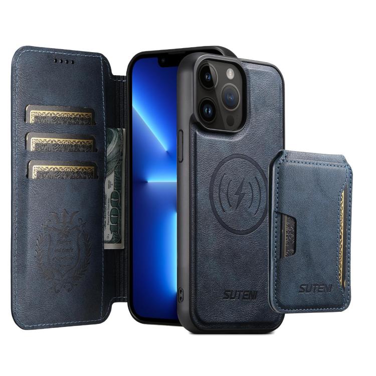 Custodia per telefono in pelle Suteni Q05S3 3 in 1 con portafoglio verticale rimovibile e MagSafe., For iPhone 13 Pro Max, For iPhone 13 Pro, For iPhone 13, For iPhone 12, For iPhone 12 Pro Max, For iPhone 12 Pro
