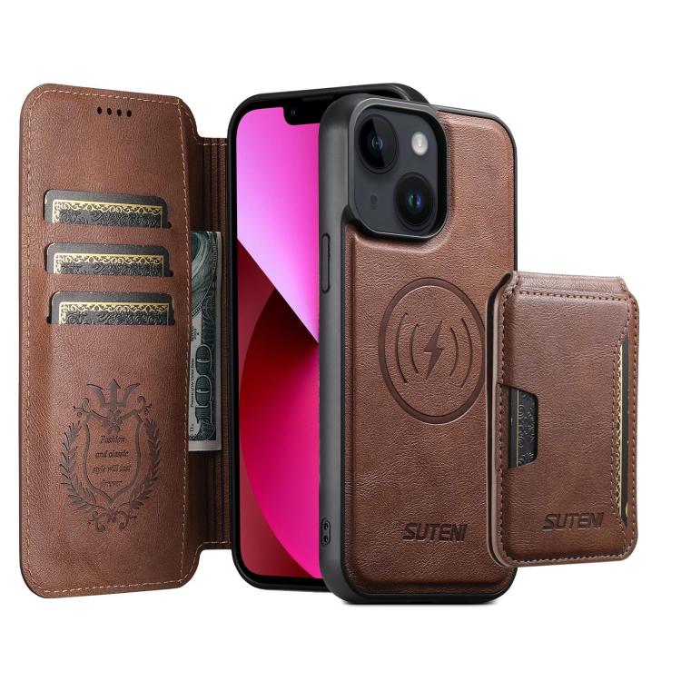Custodia per telefono in pelle Suteni Q05S3 3 in 1 con portafoglio verticale rimovibile e MagSafe., For iPhone 13 Pro Max, For iPhone 13 Pro, For iPhone 13, For iPhone 12, For iPhone 12 Pro Max, For iPhone 12 Pro