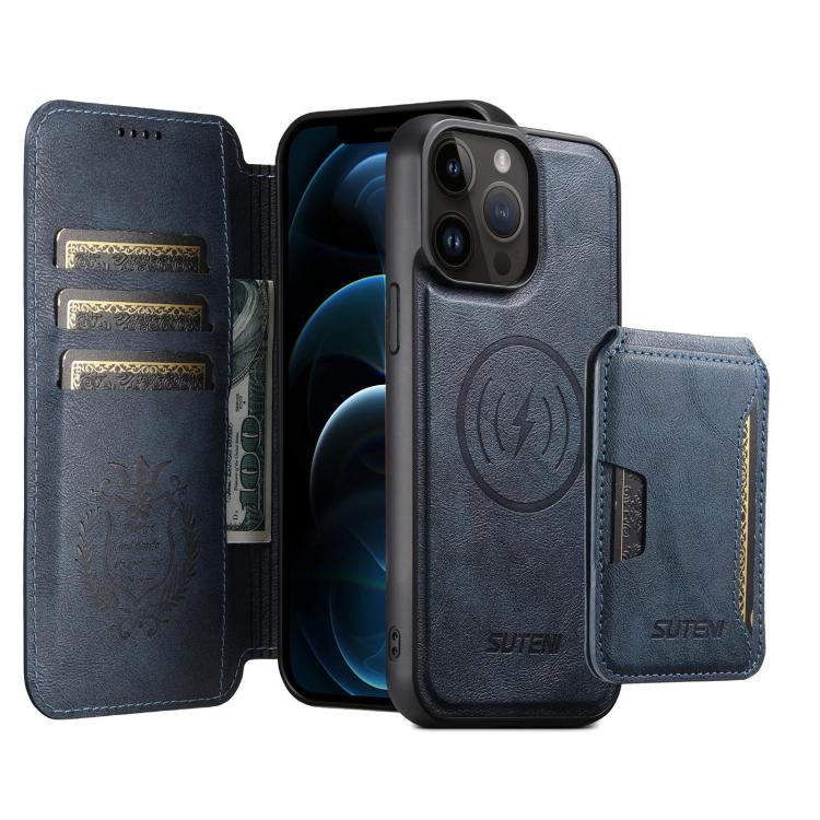 Custodia per telefono in pelle Suteni Q05S3 3 in 1 con portafoglio verticale rimovibile e MagSafe., For iPhone 13 Pro Max, For iPhone 13 Pro, For iPhone 13, For iPhone 12, For iPhone 12 Pro Max, For iPhone 12 Pro