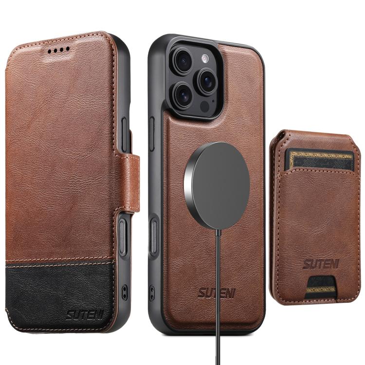 Custodia per telefono in pelle Suteni Q06S2 3 in 1 con portafoglio verticale rimovibile, MagSafe e inserti in pelle., For iPhone 15 Pro Max, For iPhone 15 Pro, For iPhone 15 Plus, For iPhone 15, For iPhone 14 Plus, For iPhone 14, For iPhone 14 Pro     ...