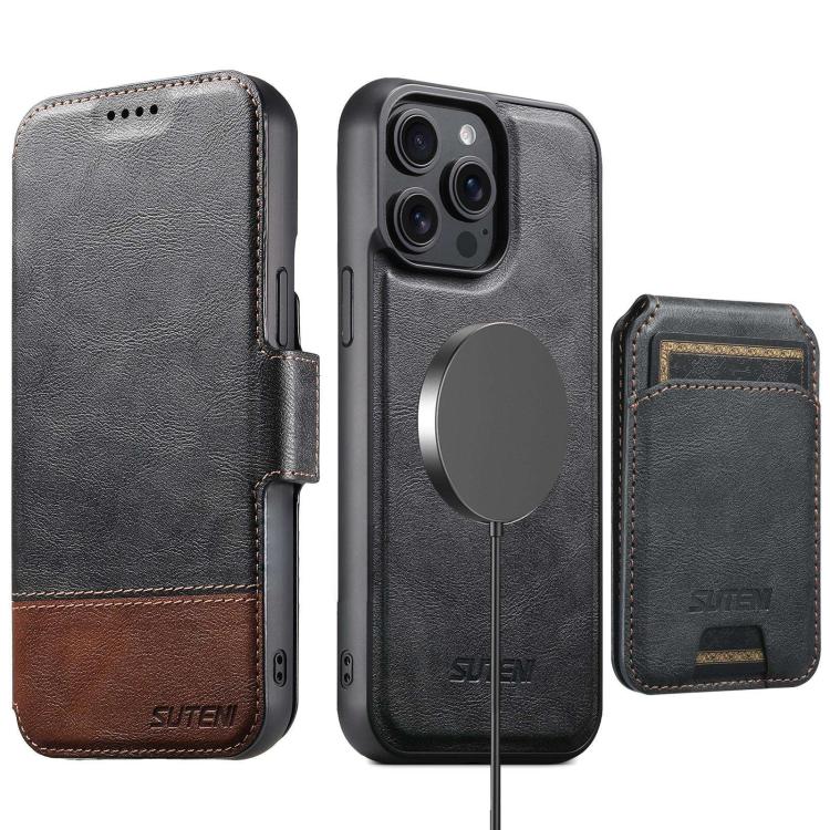 Custodia per telefono in pelle Suteni Q06S2 3 in 1 con portafoglio verticale rimovibile, MagSafe e inserti in pelle., For iPhone 13 Pro Max, For iPhone 13 Pro, For iPhone 13, For iPhone 12, For iPhone 12 Pro Max, For iPhone 12 Pro
