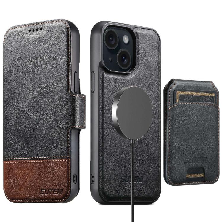 Custodia per telefono in pelle Suteni Q06S2 3 in 1 con portafoglio verticale rimovibile, MagSafe e inserti in pelle., For iPhone 13 Pro Max, For iPhone 13 Pro, For iPhone 13, For iPhone 12, For iPhone 12 Pro Max, For iPhone 12 Pro