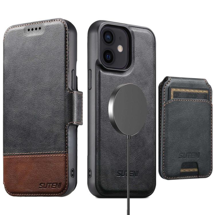 Custodia per telefono in pelle Suteni Q06S2 3 in 1 con portafoglio verticale rimovibile, MagSafe e inserti in pelle., For iPhone 13 Pro Max, For iPhone 13 Pro, For iPhone 13, For iPhone 12, For iPhone 12 Pro Max, For iPhone 12 Pro