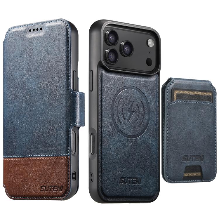 Custodia per telefono in pelle Suteni Q06S2 3 in 1 con portafoglio verticale rimovibile, MagSafe e inserti in pelle., For iPhone 17 Pro Max, For iPhone 17 Pro, For iPhone 17, For iPhone Air, For iPhone 16 Pro Max, For iPhone 16 Pro, For iPhone 16 Plus ...