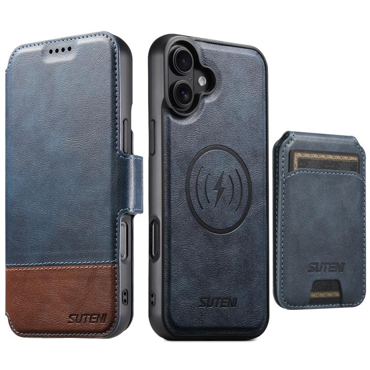 Custodia per telefono in pelle Suteni Q06S2 3 in 1 con portafoglio verticale rimovibile, MagSafe e inserti in pelle., For iPhone 17 Pro Max, For iPhone 17 Pro, For iPhone 17, For iPhone Air, For iPhone 16 Pro Max, For iPhone 16 Pro, For iPhone 16 Plus ...