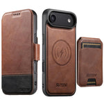 Custodia per telefono in pelle Suteni Q06S2 3 in 1 con portafoglio verticale rimovibile, MagSafe e inserti in pelle., For iPhone 17 Pro Max, For iPhone 17 Pro, For iPhone 17, For iPhone Air, For iPhone 16 Pro Max, For iPhone 16 Pro, For iPhone 16 Plus ...