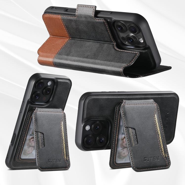 Custodia per telefono in pelle Suteni Q06S3 3 in 1 con portafoglio verticale rimovibile e MagSafe., For iPhone 13 Pro Max, For iPhone 13 Pro, For iPhone 13, For iPhone 12, For iPhone 12 Pro Max, For iPhone 12 Pro