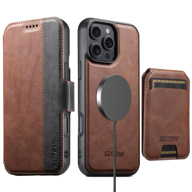 Custodia per telefono in pelle Suteni Q07S2 3 in 1 con portafoglio verticale rimovibile, MagSafe e innesto a libro., For iPhone 15 Pro Max, For iPhone 15 Pro, For iPhone 15 Plus, For iPhone 15, For iPhone 14 Plus, For iPhone 14, For iPhone 14 Pro      ...