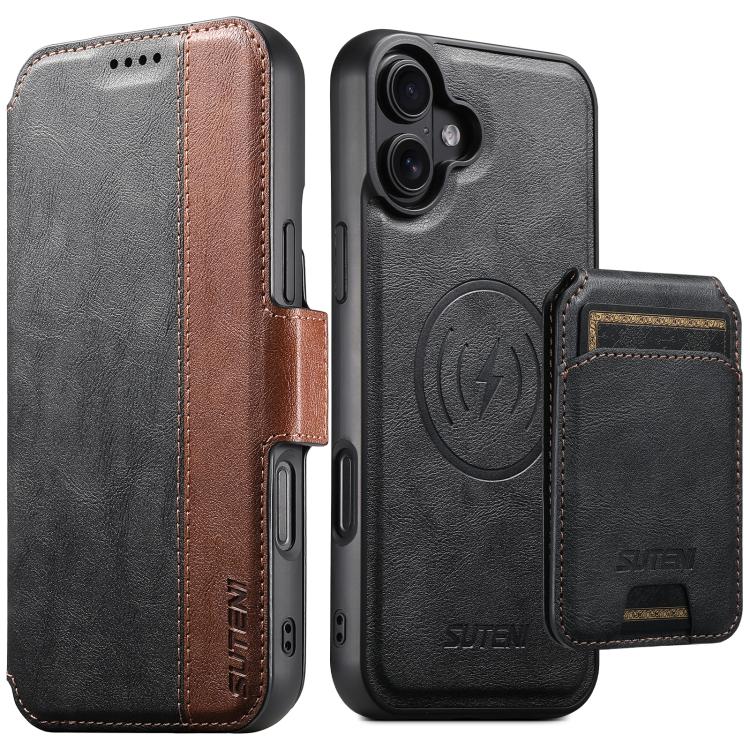 Custodia per telefono in pelle Suteni Q07S2 3 in 1 con portafoglio verticale rimovibile, MagSafe e innesto a libro., For iPhone 15 Pro Max, For iPhone 15 Pro, For iPhone 15 Plus, For iPhone 15, For iPhone 14 Plus, For iPhone 14, For iPhone 14 Pro      ...