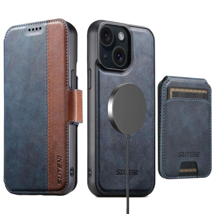 Custodia per telefono in pelle Suteni Q07S2 3 in 1 con portafoglio verticale rimovibile, MagSafe e innesto a libro., For iPhone 15 Pro Max, For iPhone 15 Pro, For iPhone 15 Plus, For iPhone 15, For iPhone 14 Plus, For iPhone 14, For iPhone 14 Pro      ...