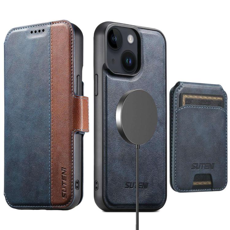 Custodia per telefono in pelle Suteni Q07S2 3 in 1 con portafoglio verticale rimovibile, MagSafe e innesto a libro., For iPhone 13 Pro Max, For iPhone 13 Pro, For iPhone 13, For iPhone 12, For iPhone 12 Pro Max, For iPhone 12 Pro