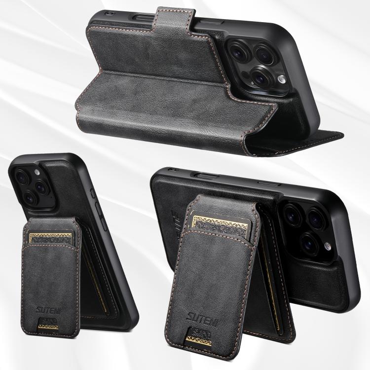 Custodia per telefono in pelle Suteni Q07S2 3 in 1 con portafoglio verticale rimovibile, MagSafe e innesto a libro., For iPhone 12 Pro