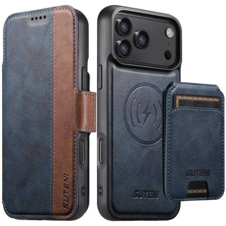 Custodia per telefono in pelle Suteni Q07S2 3 in 1 con portafoglio verticale rimovibile, MagSafe e innesto a libro., For iPhone 17 Pro Max, For iPhone 17 Pro, For iPhone 17, For iPhone Air, For iPhone 16 Pro Max, For iPhone 16 Pro, For iPhone 16 Plus  ...
