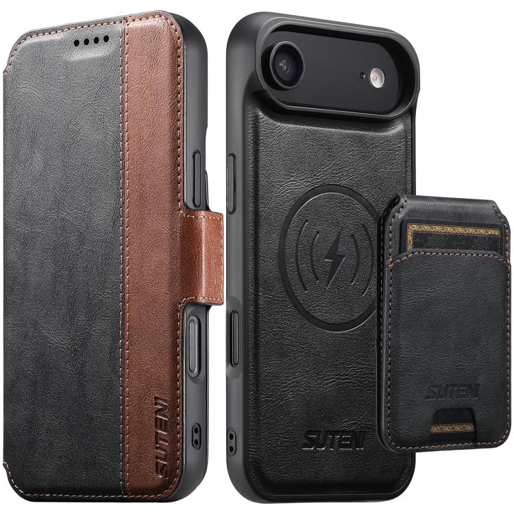 Custodia per telefono in pelle Suteni Q07S2 3 in 1 con portafoglio verticale rimovibile, MagSafe e innesto a libro., For iPhone 17 Pro Max, For iPhone 17 Pro, For iPhone 17, For iPhone Air, For iPhone 16 Pro Max, For iPhone 16 Pro, For iPhone 16 Plus  ...