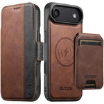 Custodia per telefono in pelle Suteni Q07S2 3 in 1 con portafoglio verticale rimovibile, MagSafe e innesto a libro., For iPhone 17 Pro Max, For iPhone 17 Pro, For iPhone 17, For iPhone Air, For iPhone 16 Pro Max, For iPhone 16 Pro, For iPhone 16 Plus  ...