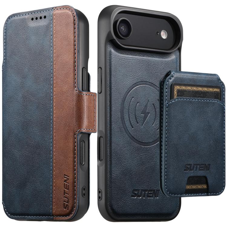 Custodia per telefono in pelle Suteni Q07S2 3 in 1 con portafoglio verticale rimovibile, MagSafe e innesto a libro., For iPhone 17 Pro Max, For iPhone 17 Pro, For iPhone 17, For iPhone Air, For iPhone 16 Pro Max, For iPhone 16 Pro, For iPhone 16 Plus  ...