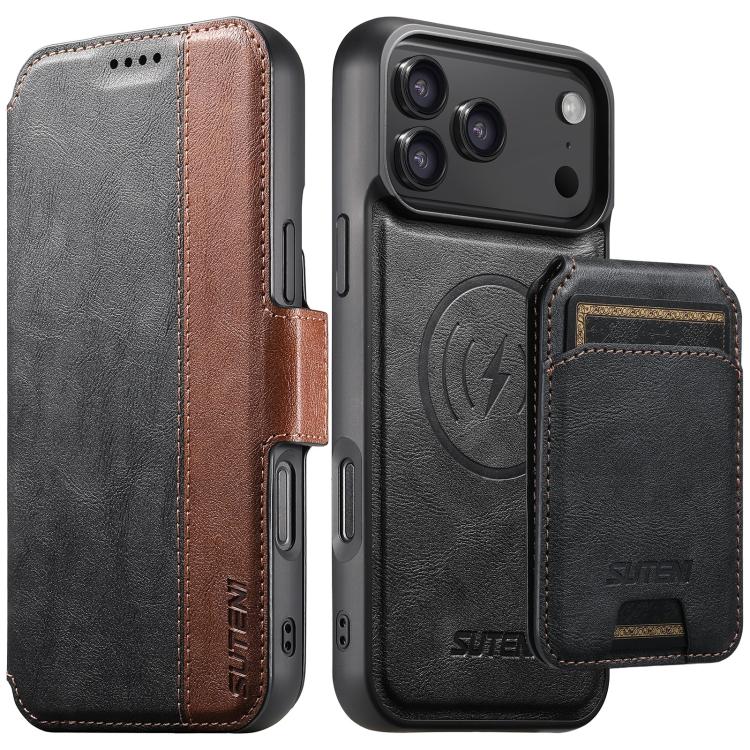 Custodia per telefono in pelle Suteni Q07S2 3 in 1 con portafoglio verticale rimovibile, MagSafe e innesto a libro., For iPhone 17 Pro Max, For iPhone 17 Pro, For iPhone 17, For iPhone Air, For iPhone 16 Pro Max, For iPhone 16 Pro, For iPhone 16 Plus  ...