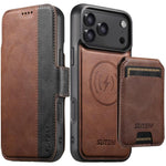 Custodia per telefono in pelle Suteni Q07S2 3 in 1 con portafoglio verticale rimovibile, MagSafe e innesto a libro., For iPhone 17 Pro Max, For iPhone 17 Pro, For iPhone 17, For iPhone Air, For iPhone 16 Pro Max, For iPhone 16 Pro, For iPhone 16 Plus  ...