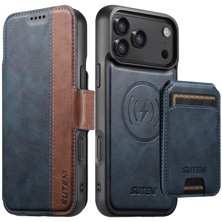 Custodia per telefono in pelle Suteni Q07S2 3 in 1 con portafoglio verticale rimovibile, MagSafe e innesto a libro., For iPhone 17 Pro Max, For iPhone 17 Pro, For iPhone 17, For iPhone Air, For iPhone 16 Pro Max, For iPhone 16 Pro, For iPhone 16 Plus  ...