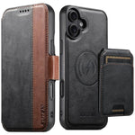 Custodia per telefono in pelle Suteni Q07S2 3 in 1 con portafoglio verticale rimovibile, MagSafe e innesto a libro., For iPhone 17 Pro Max, For iPhone 17 Pro, For iPhone 17, For iPhone Air, For iPhone 16 Pro Max, For iPhone 16 Pro, For iPhone 16 Plus  ...