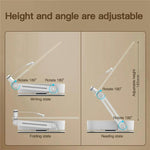 R22H Adjustable Rotating Foldable Laptop Tablet Book Holder Stand with Bottom Storage Box, R22H