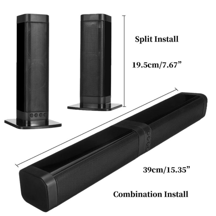 Soundbar wireless domestica per TV BKS-33 5.0, supporto TF, rimovibile e giuntato, effetto stereo 3D