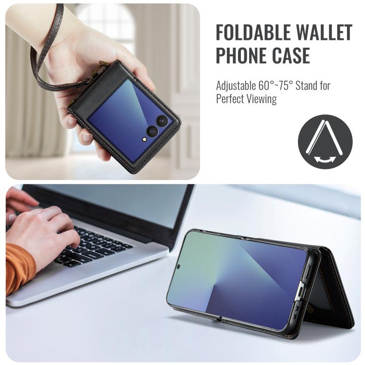 Custodia per telefono CaseMe C22 con slot per carte e protezione RFID antifurto., For Galaxy Z Flip8 5G, For  Galaxy Z Flip7 5G, For  Galaxy Z Flip6 / Flip7 FE