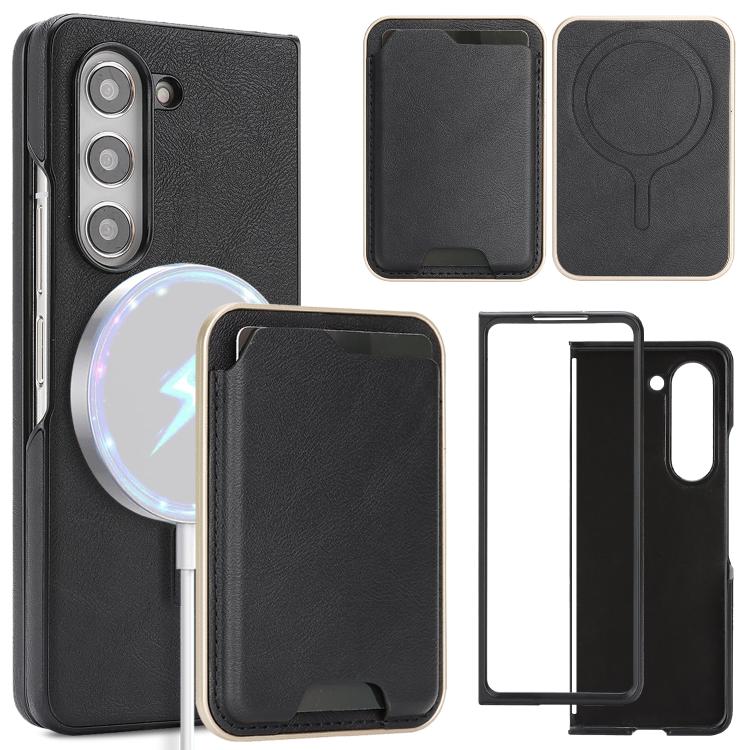 Custodia per telefono in pelle Kalebol Slim MagSafe Ring con anello magnetico, porta carte e adesivo laterale., For Samsung Galaxy S26 Ultra 5G, For Samsung Galaxy Z Fold7 5G, For Samsung Galaxy S25 Ultra 5G, For Samsung Galaxy Z Fold6