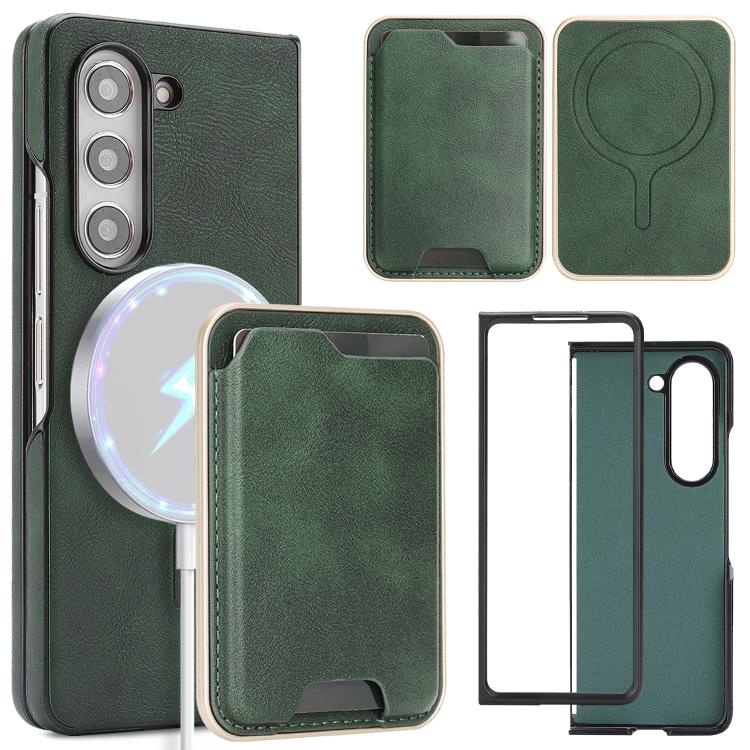 Custodia per telefono in pelle Kalebol Slim MagSafe Ring con anello magnetico, porta carte e adesivo laterale., For Samsung Galaxy S26 Ultra 5G, For Samsung Galaxy Z Fold7 5G, For Samsung Galaxy S25 Ultra 5G, For Samsung Galaxy Z Fold6