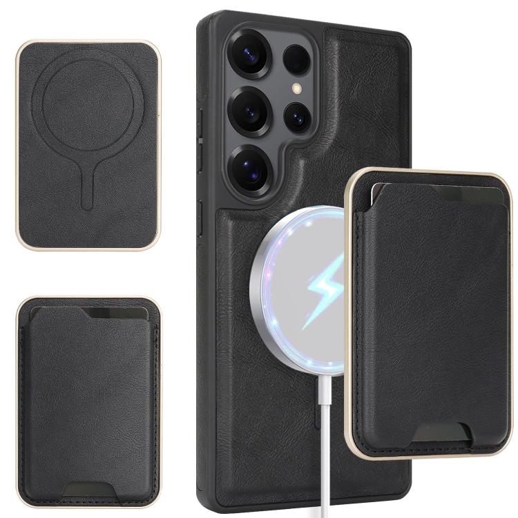 Custodia per telefono in pelle Kalebol Slim MagSafe Ring con anello magnetico, porta carte e adesivo laterale., For Samsung Galaxy S26 Ultra 5G, For Samsung Galaxy Z Fold7 5G, For Samsung Galaxy S25 Ultra 5G, For Samsung Galaxy Z Fold6