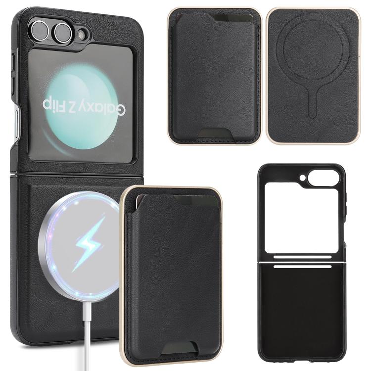Custodia per telefono in pelle Kalebol Slim MagSafe Ring con anello magnetico, porta carte e adesivo laterale., For Samsung Galaxy S24 Ultra 5G, For Samsung Galaxy Z Fold5, For Samsung Galaxy Z Flip7 FE / Flip6