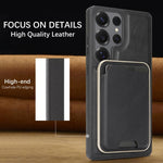 Custodia per telefono in pelle Kalebol Slim MagSafe Ring con anello magnetico, porta carte e adesivo laterale., For Samsung Galaxy S24 Ultra 5G, For Samsung Galaxy Z Fold5, For Samsung Galaxy Z Flip7 FE / Flip6
