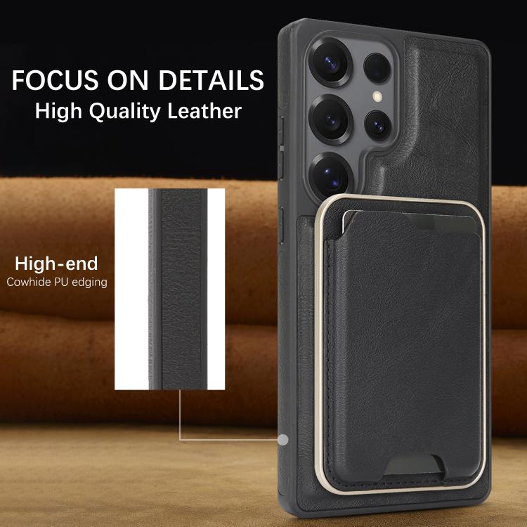 Custodia per telefono in pelle Kalebol Slim MagSafe Ring con anello magnetico, porta carte e adesivo laterale., For Samsung Galaxy S24 Ultra 5G, For Samsung Galaxy Z Fold5, For Samsung Galaxy Z Flip7 FE / Flip6