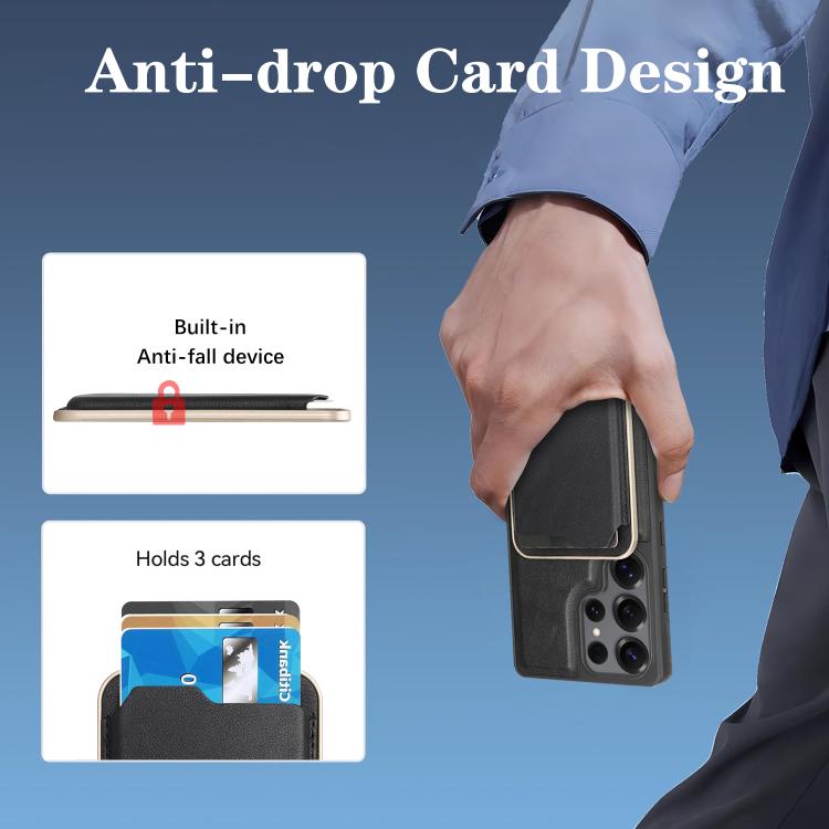 Custodia per telefono in pelle Kalebol Slim MagSafe Ring con anello magnetico, porta carte e adesivo laterale., For Samsung Galaxy S24 Ultra 5G, For Samsung Galaxy Z Fold5, For Samsung Galaxy Z Flip7 FE / Flip6