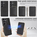 Custodia per telefono in pelle Kalebol Slim MagSafe Ring con anello magnetico, porta carte e adesivo laterale., For Samsung Galaxy S24 Ultra 5G, For Samsung Galaxy Z Fold5, For Samsung Galaxy Z Flip7 FE / Flip6