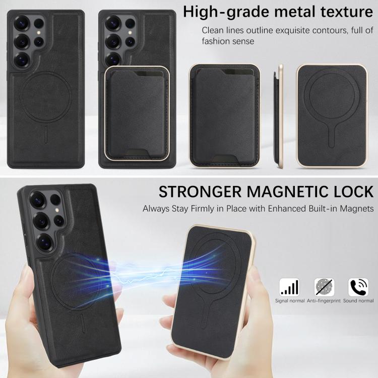 Custodia per telefono in pelle Kalebol Slim MagSafe Ring con anello magnetico, porta carte e adesivo laterale., For Samsung Galaxy S24 Ultra 5G, For Samsung Galaxy Z Fold5, For Samsung Galaxy Z Flip7 FE / Flip6