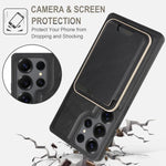 Custodia per telefono in pelle Kalebol Slim MagSafe Ring con anello magnetico, porta carte e adesivo laterale., For Samsung Galaxy S24 Ultra 5G, For Samsung Galaxy Z Fold5, For Samsung Galaxy Z Flip7 FE / Flip6