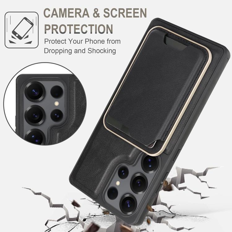 Custodia per telefono in pelle Kalebol Slim MagSafe Ring con anello magnetico, porta carte e adesivo laterale., For Samsung Galaxy S24 Ultra 5G, For Samsung Galaxy Z Fold5, For Samsung Galaxy Z Flip7 FE / Flip6