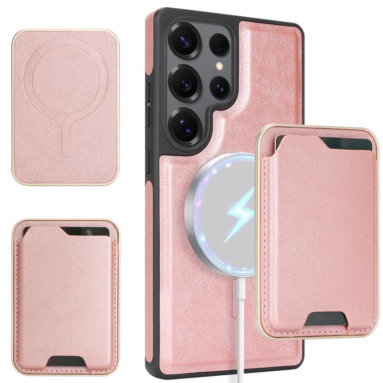 Custodia per telefono in pelle Kalebol Slim MagSafe Ring con anello magnetico, porta carte e adesivo laterale., For Samsung Galaxy S24 Ultra 5G, For Samsung Galaxy Z Fold5, For Samsung Galaxy Z Flip7 FE / Flip6