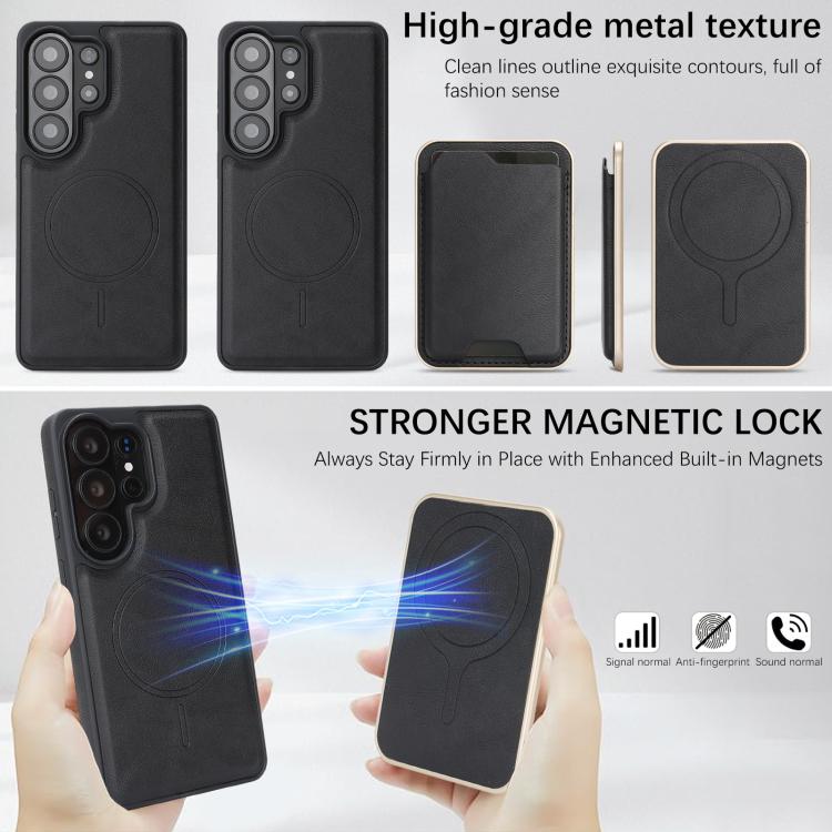 Custodia per telefono in pelle Kalebol Slim MagSafe Ring con anello magnetico, porta carte e adesivo laterale., For Samsung Galaxy S26 Ultra 5G, For Samsung Galaxy Z Fold7 5G, For Samsung Galaxy S25 Ultra 5G, For Samsung Galaxy Z Fold6