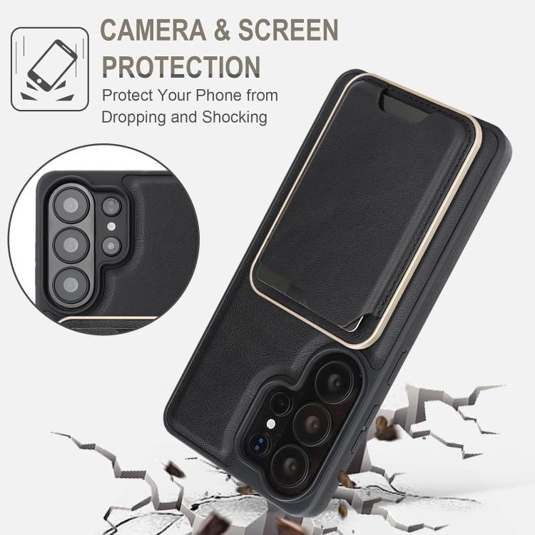 Custodia per telefono in pelle Kalebol Slim MagSafe Ring con anello magnetico, porta carte e adesivo laterale., For Samsung Galaxy S26 Ultra 5G, For Samsung Galaxy Z Fold7 5G, For Samsung Galaxy S25 Ultra 5G, For Samsung Galaxy Z Fold6