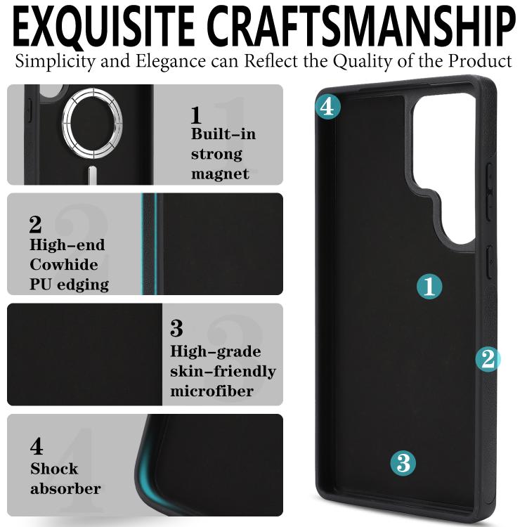 Custodia per telefono in pelle Kalebol Slim MagSafe Ring con anello magnetico, porta carte e adesivo laterale., For Samsung Galaxy S26 Ultra 5G, For Samsung Galaxy Z Fold7 5G, For Samsung Galaxy S25 Ultra 5G, For Samsung Galaxy Z Fold6