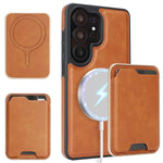 Custodia per telefono in pelle Kalebol Slim MagSafe Ring con anello magnetico, porta carte e adesivo laterale., For Samsung Galaxy S26 Ultra 5G, For Samsung Galaxy Z Fold7 5G, For Samsung Galaxy S25 Ultra 5G, For Samsung Galaxy Z Fold6
