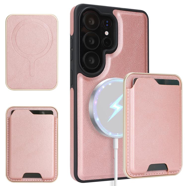 Custodia per telefono in pelle Kalebol Slim MagSafe Ring con anello magnetico, porta carte e adesivo laterale., For Samsung Galaxy S26 Ultra 5G, For Samsung Galaxy Z Fold7 5G, For Samsung Galaxy S25 Ultra 5G, For Samsung Galaxy Z Fold6