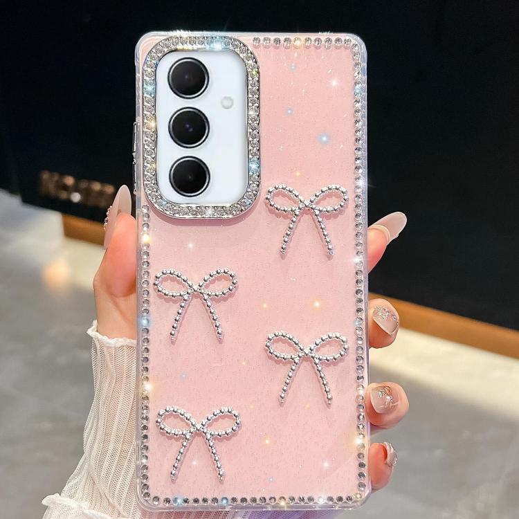 Custodia per telefono antiurto a quattro angoli con fiocco glitterato a forma di diamante, For Samsung Galaxy A17 5G, For Samsung Galaxy A56 5G, For Samsung Galaxy A26 5G, For Samsung Galaxy A36 5G