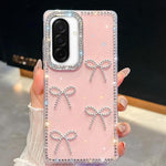 Custodia per telefono antiurto a quattro angoli con fiocco glitterato a forma di diamante, For Samsung Galaxy A17 5G, For Samsung Galaxy A56 5G, For Samsung Galaxy A26 5G, For Samsung Galaxy A36 5G